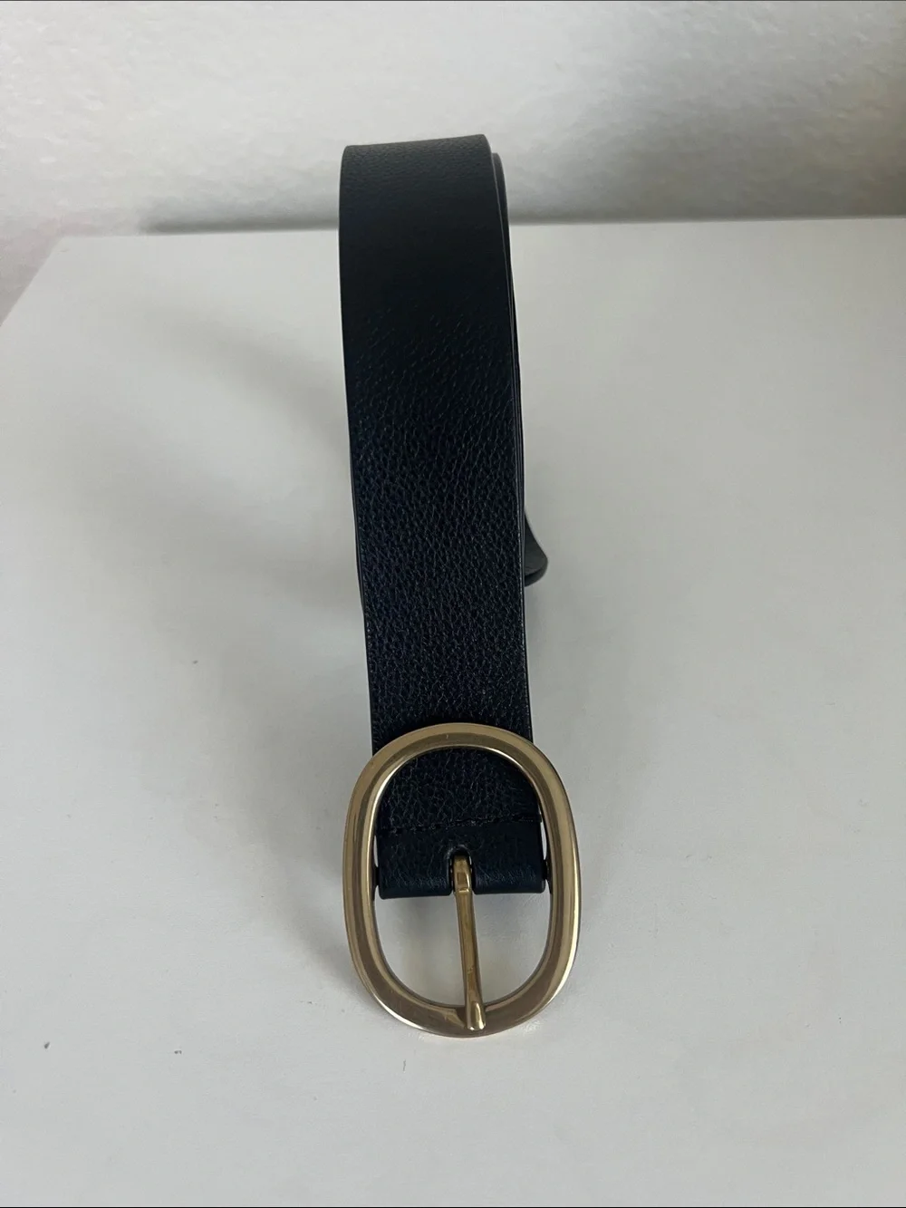 Anderson's Black Leather Belt with Gold Oval Buckle - Size 95 / 38